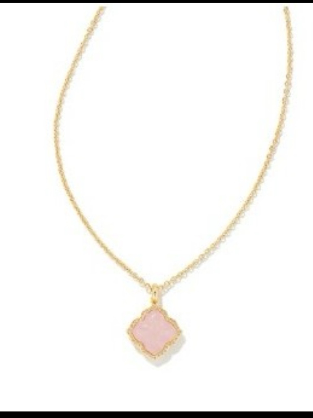 Kendra Scott Gold Necklace with Pink Clover Pendant NWT